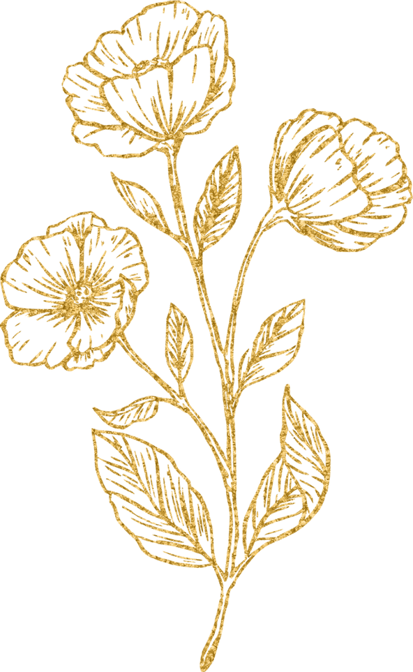 Gold Flower Stalk Line Art